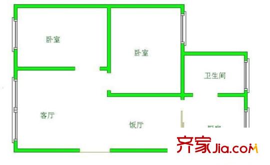 軸承廠宿舍 2室 戶型圖