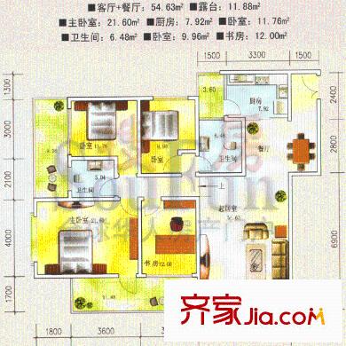 瑞源星城戶型圖3室2廳2衛(wèi)1廚