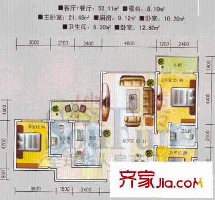 瑞源星城戶型圖3室2廳2衛(wèi)1廚
