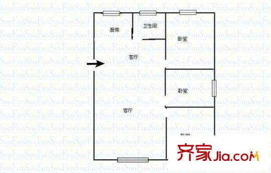 玉田壩高層住宅 3室 戶型圖