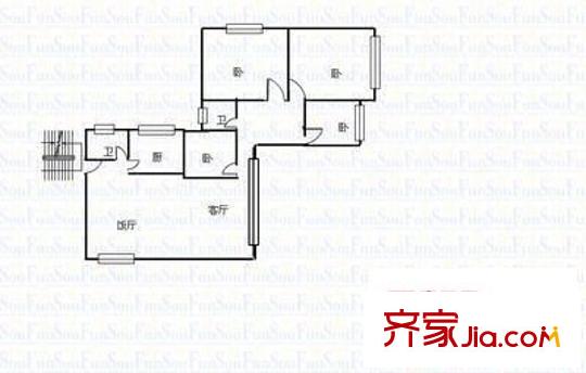 黔靈公園 3室 戶型圖