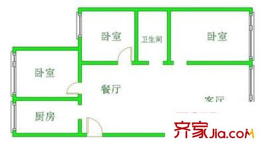 麒龍家園 3室 戶型圖