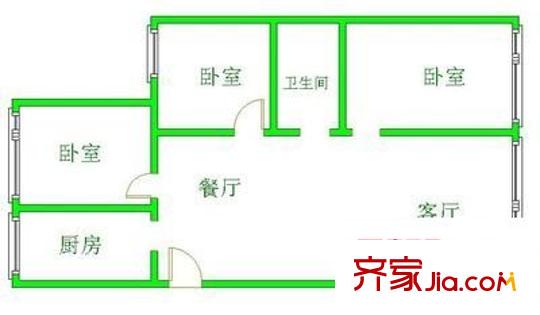 麒龍家園 3室 戶型圖