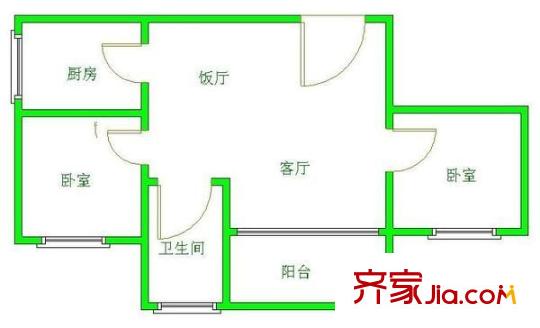 銀泰花園 2室 戶型圖