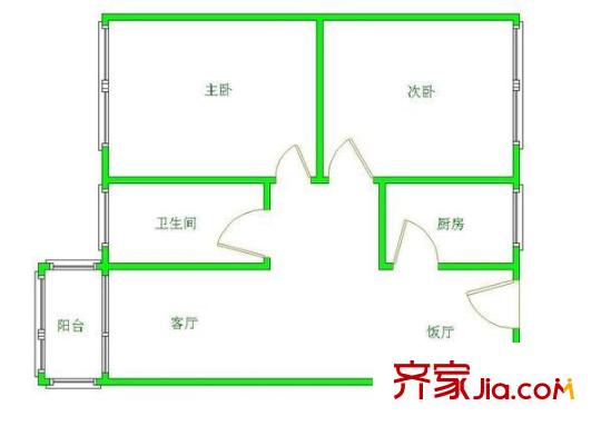 銀泰花園 2室 戶型圖