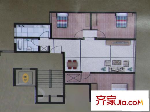 騏正天驕南苑戶型圖1-2-3-2 3室1廳1衛(wèi)1廚