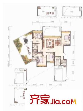 經(jīng)典天成15C墅級層峰官邸戶型圖 4室2廳3衛(wèi)1廚