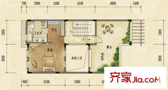 經(jīng)典天成I組團聯(lián)排別墅B戶型三層 7室2廳5衛(wèi)1廚