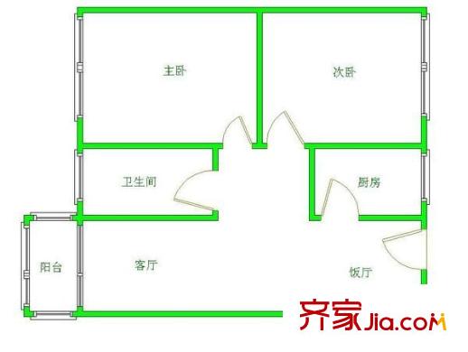 銀泰花園 2室 戶型圖