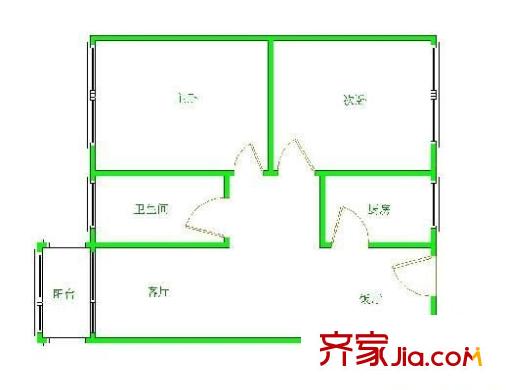 銀泰花園 2室 戶型圖