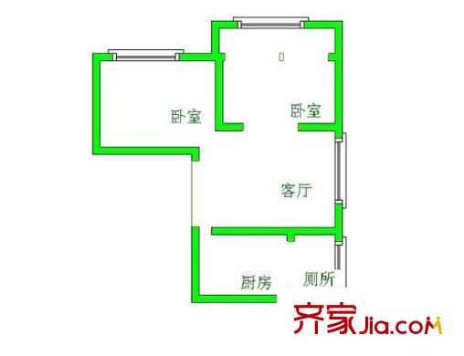 解放西路單位宿舍 2室 戶型圖