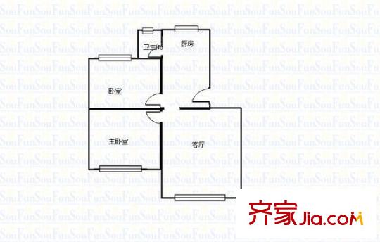 解放西路單位宿舍 2室 戶型圖