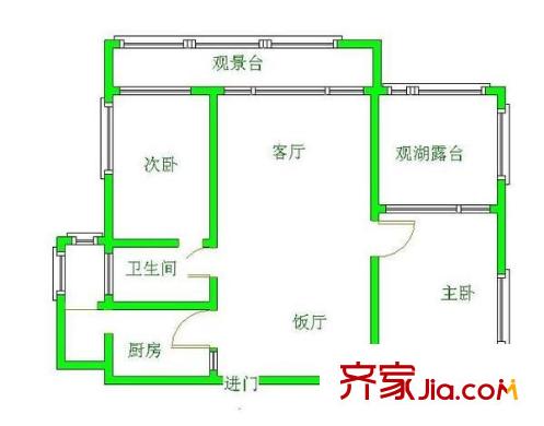 觀山湖1號(hào) 2室 戶(hù)型圖