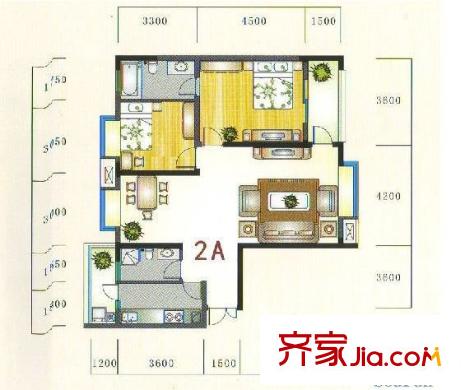 觀山湖1號 2室 戶型圖