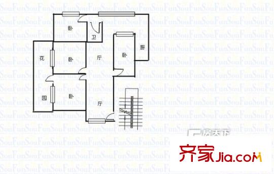 市西路浣沙巷工商局宿舍 4室 戶型圖