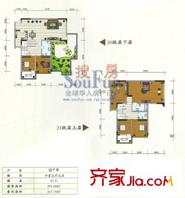 靖陽宏橋水岸戶型圖6室3廳3衛(wèi)1廚