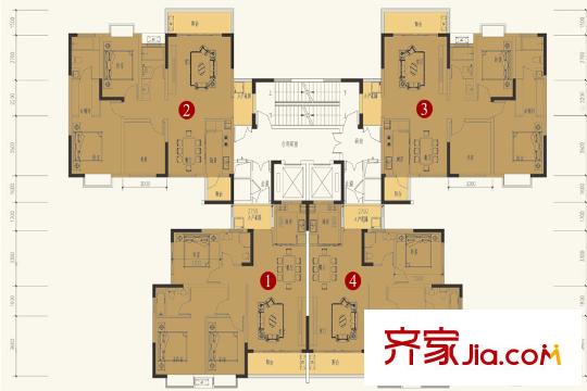 中鐵逸都國際45、46號樓戶型圖 3室2廳2衛(wèi)1廚