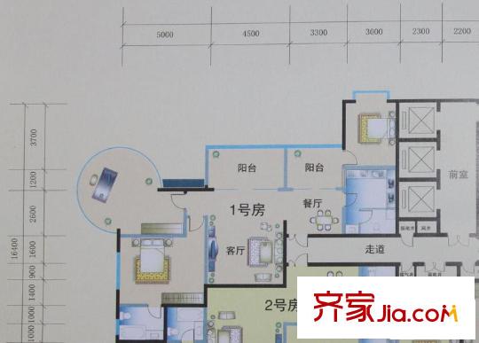 花樣年華1號房戶型133.66平方米 2室2廳2衛(wèi)1廚