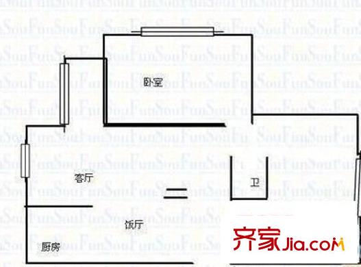 中華商住樓 2室 戶型圖