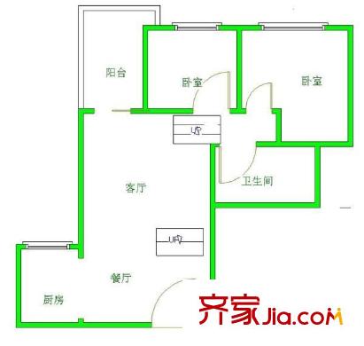 中華商住樓 2室 戶型圖