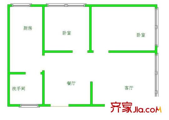 中華商住樓 2室 戶型圖