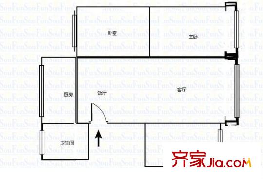 玉田壩高層住宅 3室 戶型圖