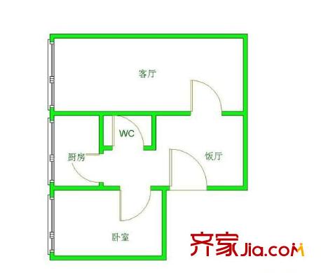 黔靈公園 1室 戶型圖
