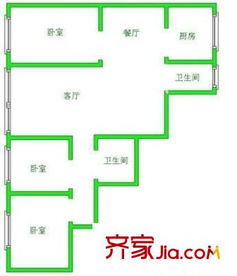 黔靈公園 3室 戶型圖