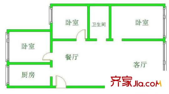 麒龍家園 3室 戶型圖