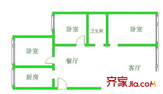 麒龍家園 3室 戶型圖