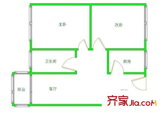 銀泰花園 2室 戶型圖