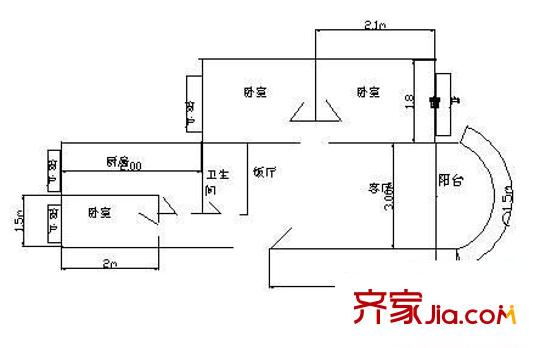 銀泰花園 3室 戶型圖