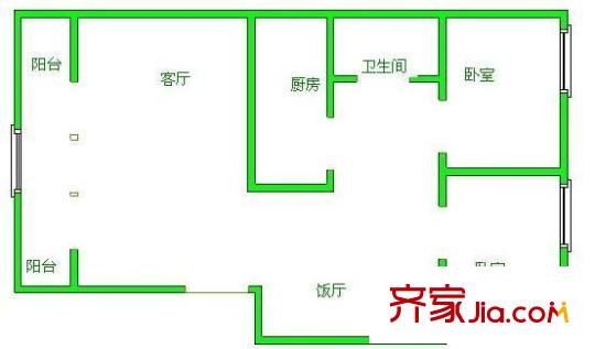 銀泰花園 2室 戶型圖