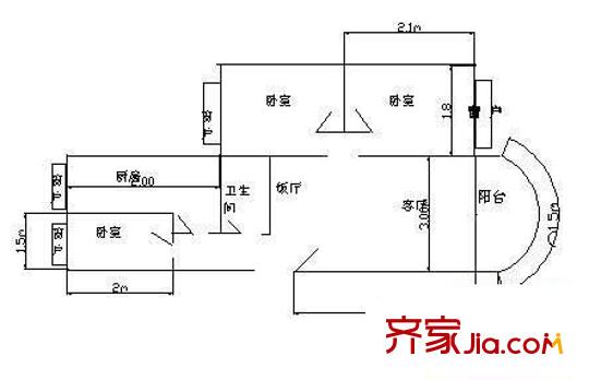 銀泰花園 3室 戶型圖