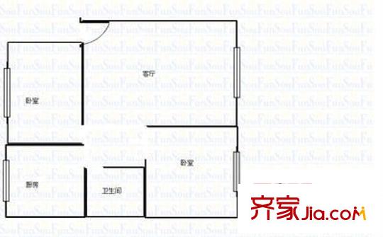 興居園小區(qū) 2室 戶型圖