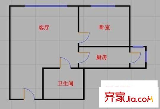 興居園小區(qū) 1室 戶型圖