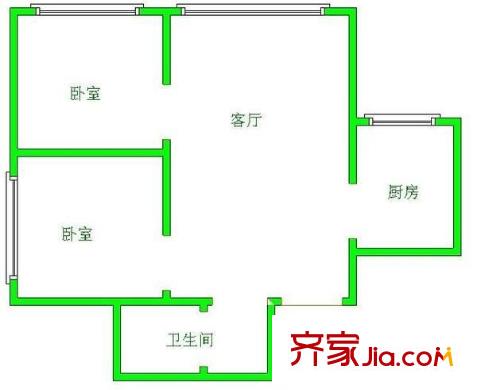 興居園小區(qū) 2室 戶型圖
