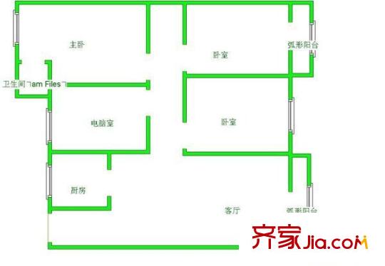 龍祥大廈 4室 戶型圖