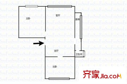 解放西路交警支隊(duì)宿舍 2室 戶型圖
