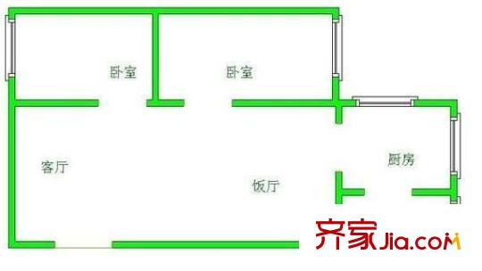 解放西路交警支隊宿舍 2室 戶型圖