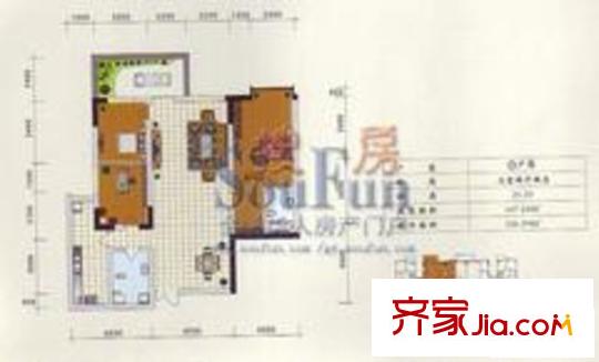 靖陽宏橋水岸戶型圖3室2廳2衛(wèi)1廚
