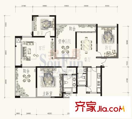 觀山湖1號(hào)戶(hù)型圖二期空中別墅奇數(shù)層c-1戶(hù)型6號(hào)樓0806 3室2廳2衛(wèi)1廚