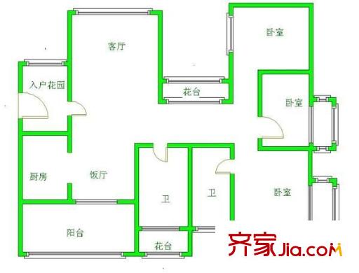 觀山湖1號 3室 戶型圖