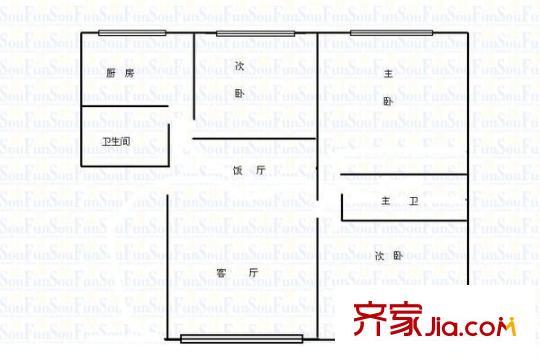 宅吉開磷花園 3室 戶型圖