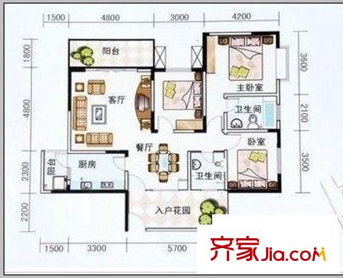 宅吉開磷花園 3室 戶型圖
