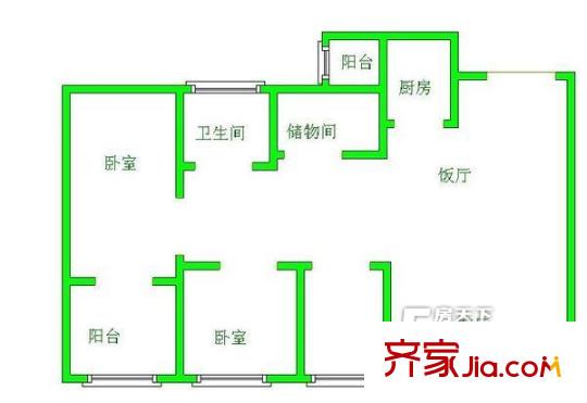 卓越金商地帶小區(qū)戶型圖卓越經商地帶 戶型圖3 2室2廳1衛(wèi)1廚