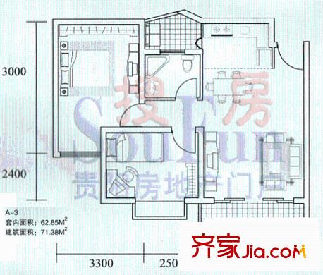 黔城美景戶型圖2室2廳1衛(wèi)1廚