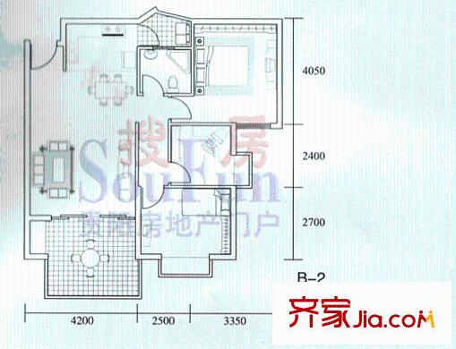 黔城美景戶型圖3室2廳1衛(wèi)1廚