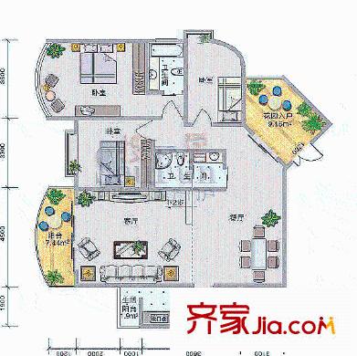 城市方舟戶型圖3室2廳2衛(wèi)1廚