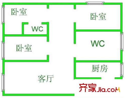 恒生大廈 3室 戶型圖